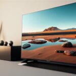 TV de pantalla plana con fondo desertico
