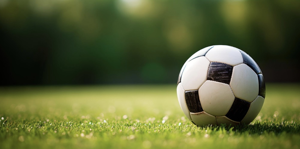 Pelota de futbol en campo