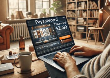 Persona utilizando Paysafecard para disfrutar de juegos en un casino online, destacando la comodidad y seguridad de este método de pago.